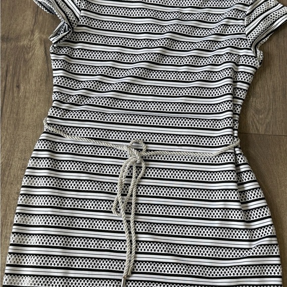 Sharagano Black and White Midi Dress with Classic Charm Size 6 Business Casual - Picture 5 of 7